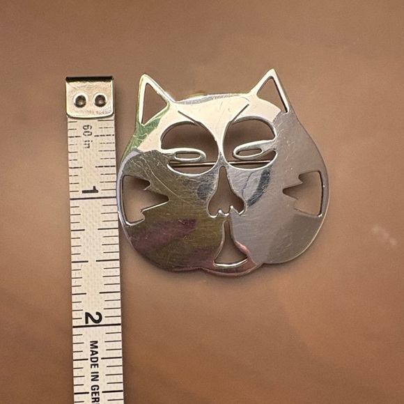 Silver Cat Face Brooch. 925 silver. - Picture 6 of 6